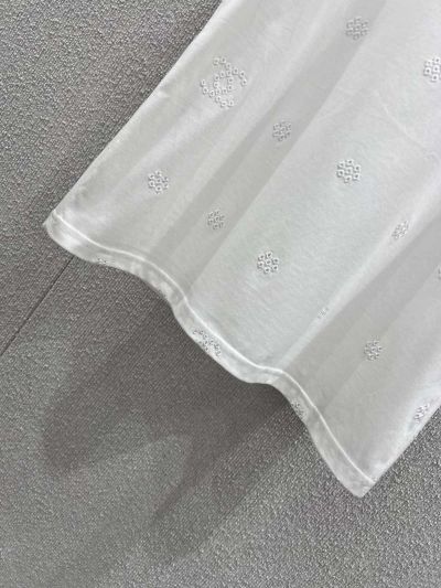 Chanel Embroidered Crew Neck Top in White
