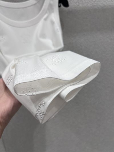 Chanel Embroidered Crew Neck Top in White