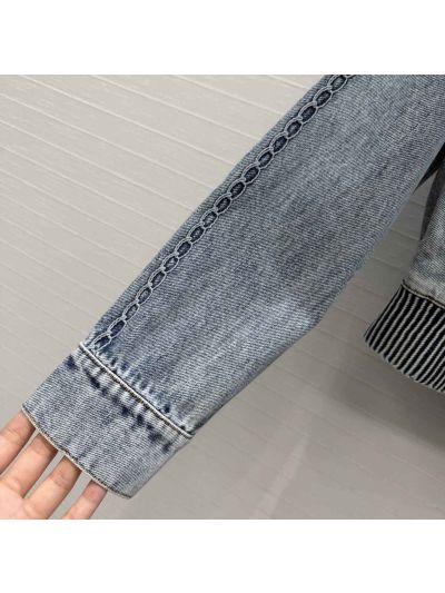Chanel Embroidered Denim Jacket in Light Blue