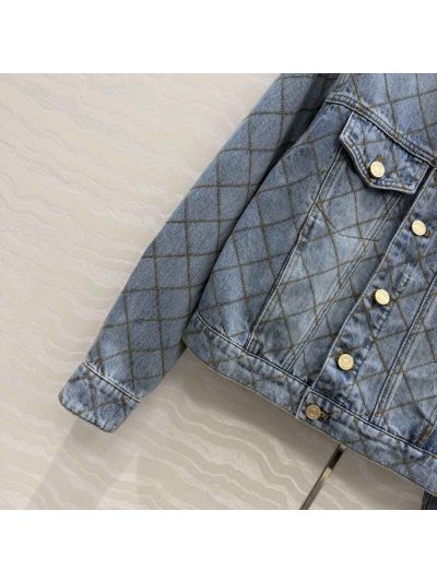 Chanel Embroidered Denim Jacket in Light Blue