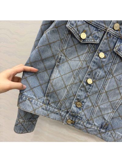 Chanel Embroidered Denim Jacket in Light Blue