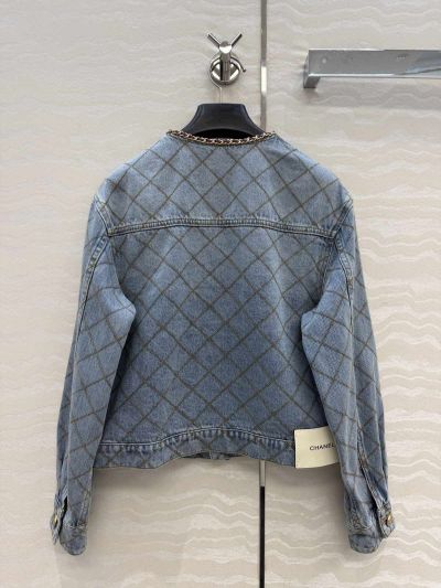 Chanel Embroidered Denim Jacket in Light Blue