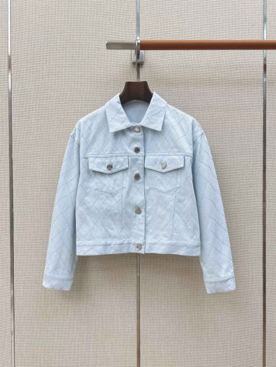 Chanel Embroidered Denim Jacket in Light Blue