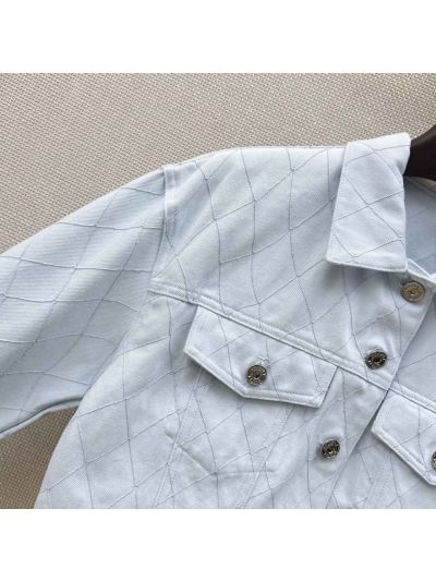 Chanel Embroidered Denim Jacket in Light Blue
