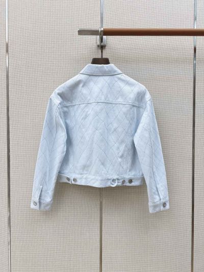 Chanel Embroidered Denim Jacket in Light Blue