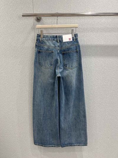 Chanel Embroidered Denim Pants in Blue
