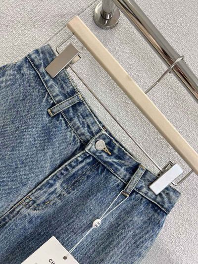 Chanel Embroidered Denim Pants in Blue