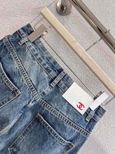 Chanel Embroidered Denim Pants in Blue
