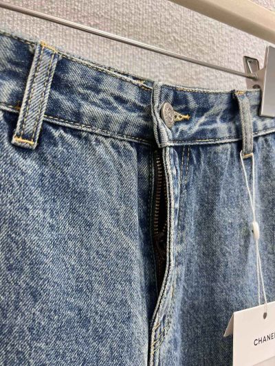Chanel Embroidered Denim Pants in Blue