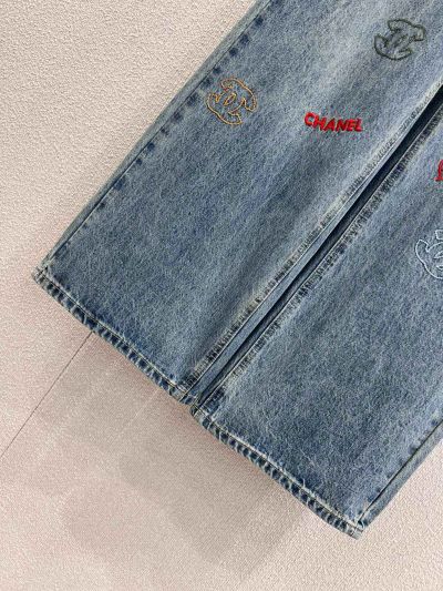 Chanel Embroidered Denim Pants in Blue