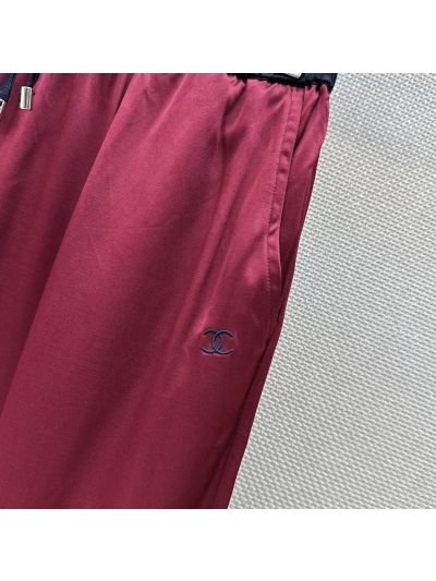 Chanel Embroidered Drawstring Skirt in Burgundy