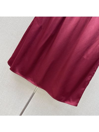 Chanel Embroidered Drawstring Skirt in Burgundy
