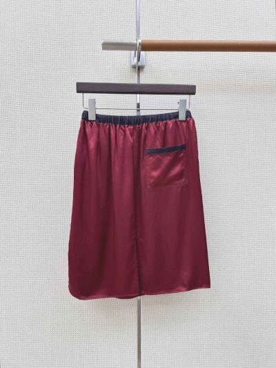 Chanel Embroidered Drawstring Skirt in Burgundy