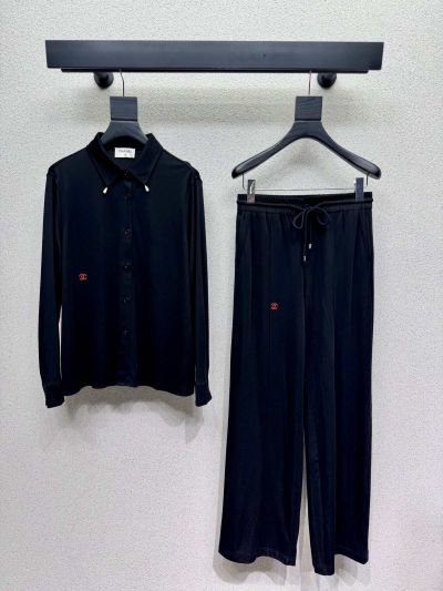 Chanel Embroidered Long Sleeve Set in Black