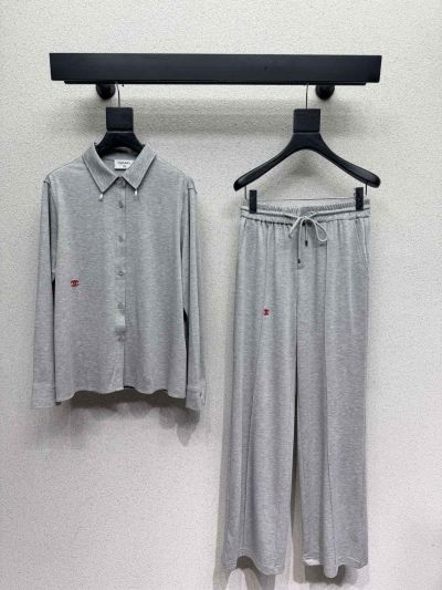 Chanel Embroidered Long Sleeve Set in Grey