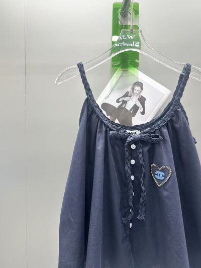 Chanel Embroidered Sleeveless Dress in Navy