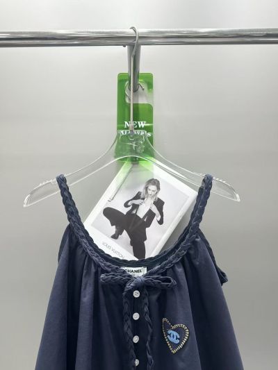 Chanel Embroidered Sleeveless Dress in Navy