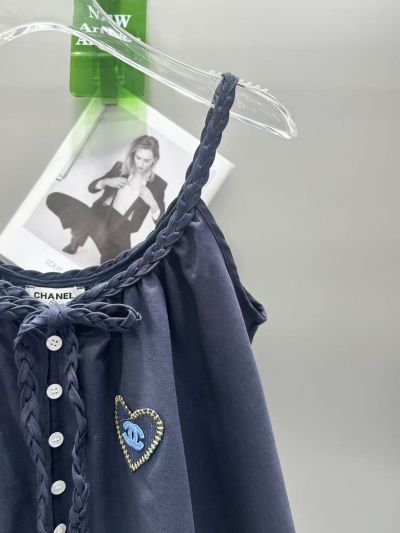Chanel Embroidered Sleeveless Dress in Navy