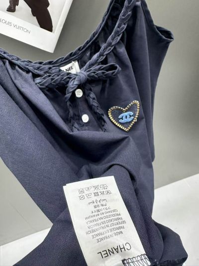 Chanel Embroidered Sleeveless Dress in Navy