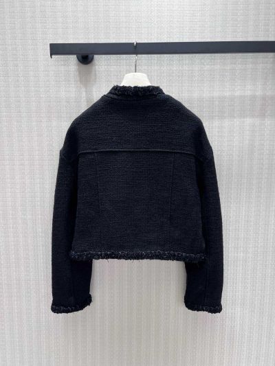 Chanel Fringe Tweed Coat in Navy