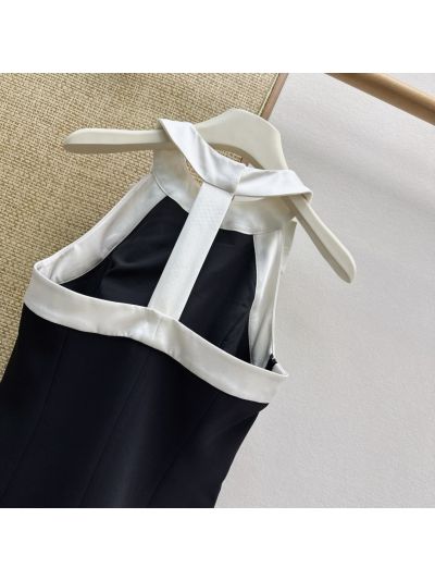 Chanel Halter Neck Mini Dress in Black and White