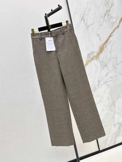 Chanel Houndstooth Wide-Leg Pants in Grey and Black