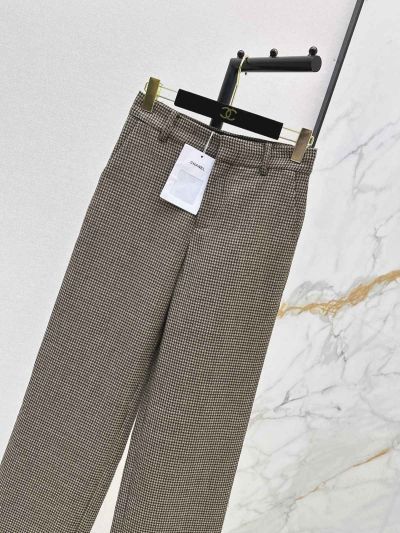 Chanel Houndstooth Wide-Leg Pants in Grey and Black