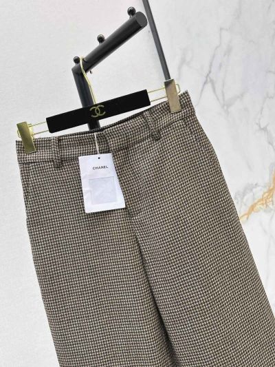 Chanel Houndstooth Wide-Leg Pants in Grey and Black