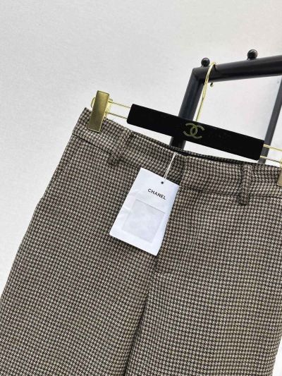 Chanel Houndstooth Wide-Leg Pants in Grey and Black