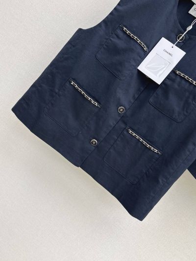 Chanel Linen Button-Front Set in Navy