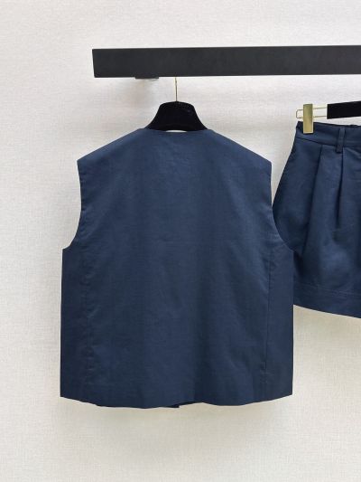 Chanel Linen Button-Front Set in Navy
