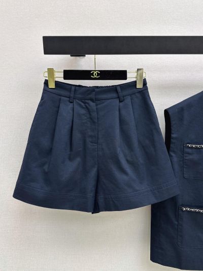 Chanel Linen Button-Front Set in Navy