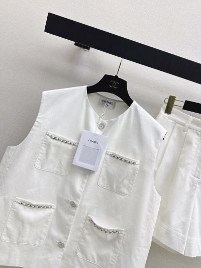 Chanel Linen Short Sleeve Set in White