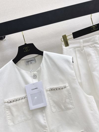 Chanel Linen Short Sleeve Set in White