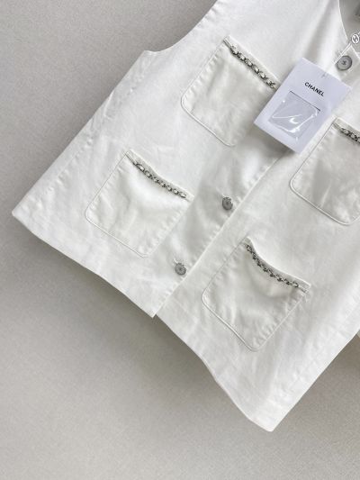 Chanel Linen Short Sleeve Set in White