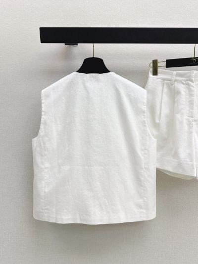 Chanel Linen Short Sleeve Set in White