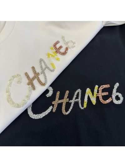 Chanel Long Sleeve Beaded T-Shirt in White