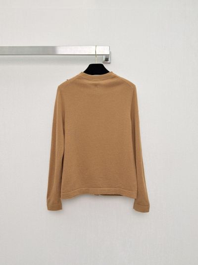 Chanel Long Sleeve Embroidered Cardigan in Beige and Brown