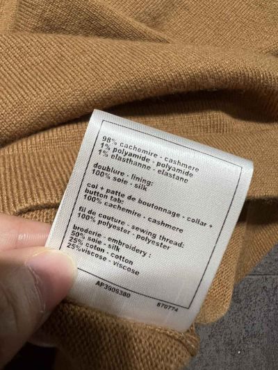 Chanel Long Sleeve Embroidered Knit Top in Brown