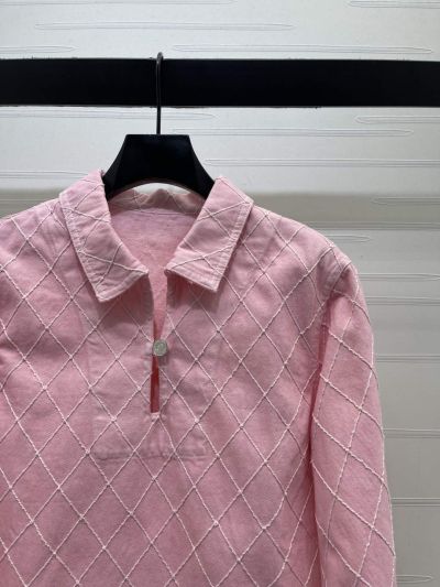Chanel Long Sleeve Plaid Pants in Pink