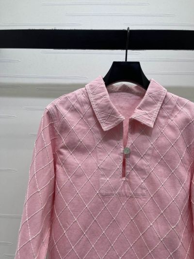 Chanel Long Sleeve Plaid Pants in Pink