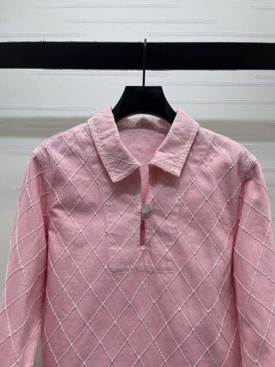 Chanel Long Sleeve Plaid Pants in Pink