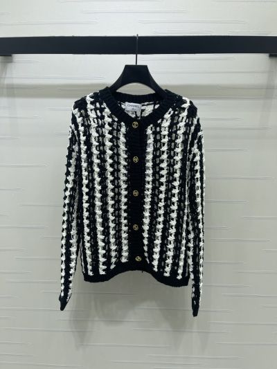 Chanel Long Sleeve Wool Blend Cardigan in Black
