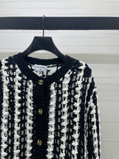 Chanel Long Sleeve Wool Blend Cardigan in Black