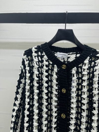 Chanel Long Sleeve Wool Blend Cardigan in Black
