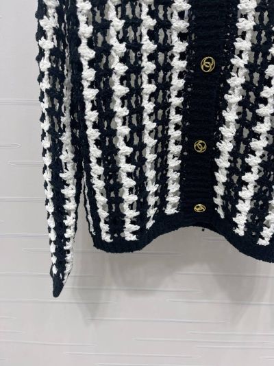 Chanel Long Sleeve Wool Blend Cardigan in Black