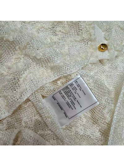 Chanel Openwork Button-Front Cardigan in Mint Green