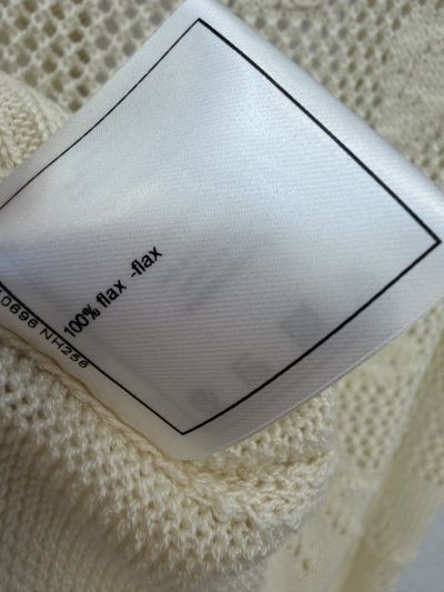 Chanel Openwork V-Neck Knit Top in White