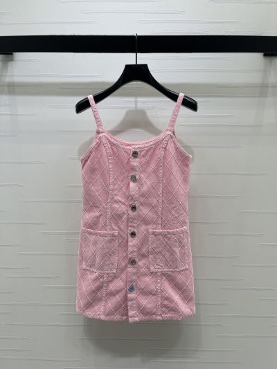 Chanel Plaid Denim Dress in Pink