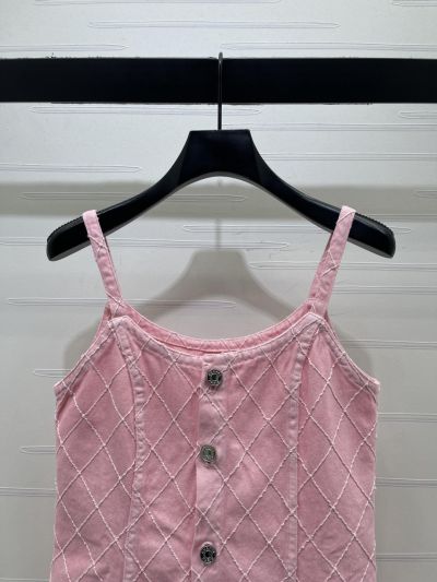 Chanel Plaid Denim Dress in Pink